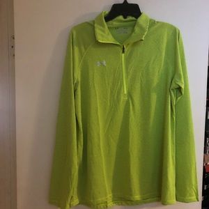 Neon Green and Gray Striped Pull Over with Zipper